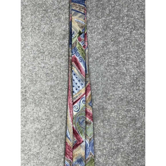 Johnny Carson Abstract Watercolor Geometric Polyester Mens Pointed Tie USA Made - Picture 9 of 10